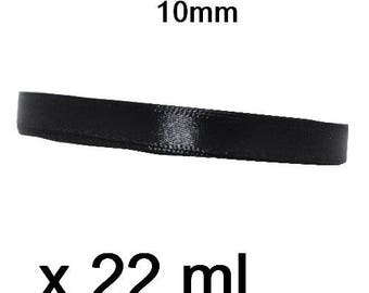 1 roll Black 10mm by 22 metres satin ribbon
