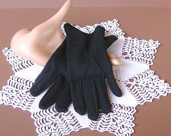 Vintage Nylon Gloves in Black by Bemberg Made in U.S.A. . 60s Gloves