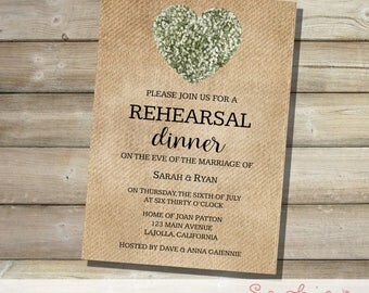Burlap Rehearsal Dinner Invitation, Baby's Breath and Burlap Rehearsal Dinner Printable Invitation, Chic Rustic Theme Rehearsal Dinner