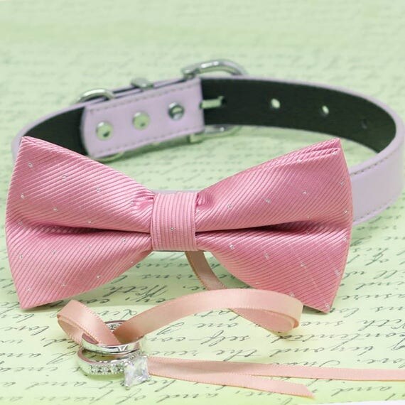 Pink Dog Bow Tie ring bearer Collar Pet wedding proposal