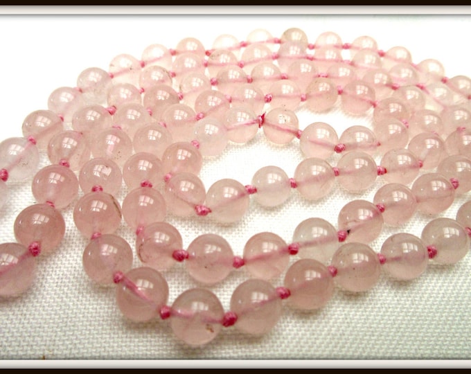 Rose Quartz Bead necklace - pink polished gemstone beads