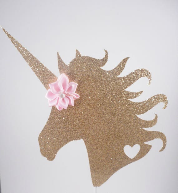 unicorn head cake topper gold pink cake topper glitter