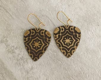 Brass Guitar Pick Earrings