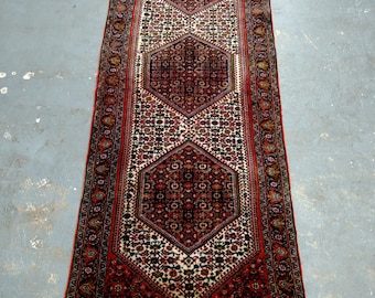 Persian Rug - 1990s Hand-Knotted Bijar Rug Runner (3700)