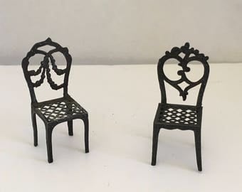 Antique French Dollhouse Chairs ca. 1880-1920