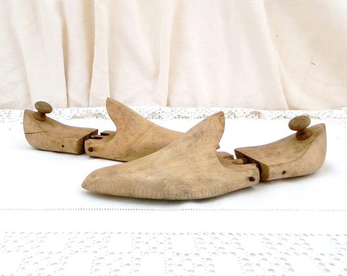 Pair Vintage Wooden Articulated Shoe Stretchers, Shoe Tree Cobblers Footwear Accessory, Retro Home Interior, Vintage French Decor, Stretcher