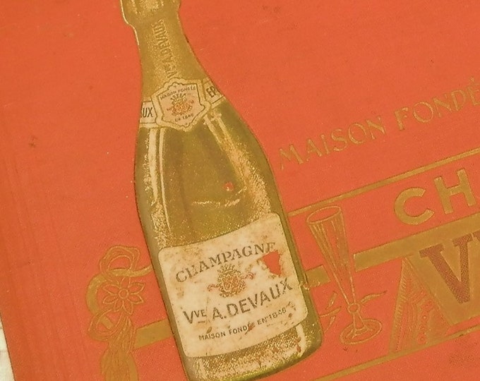 Antique French Champagne Vve A Devaux from Eparnay Promotional Advertising Blotting Paper Red Card A4 Folder, Champagne Wine House France
