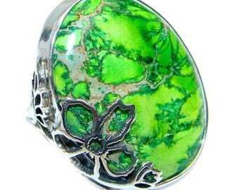 Sea Sediment Jasper Sterling Silver Ring - weight 14.60g - Size adjustable - dim L - 1 1 4, W - 1, T - 1 4 inch - code 31-paz-16-11