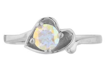 Natural Mercury Mist Mystic Topaz Round Heart Shape Ring .925 Sterling Silver
