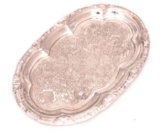 Vintage Grenadier Silver Sandwich Tray, Serving Tray, Silver Serving Platter, Chased Silver Jewellery Tray, Silver Tea Tray, Small Oval Tray