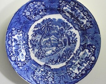 Blue Transferware Plate Oriental, Petrus Regout & Co. Maastricht. Holland. (B)