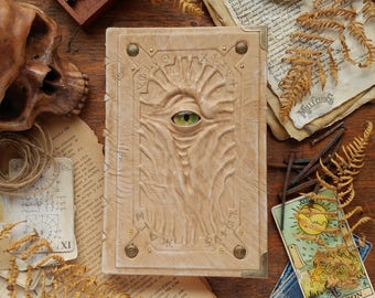 Alchemist handmade leather journal, enigma necronomicon book, wicca alchemy notebook, wizard larp grimoire, element tarot sketchbook ooak