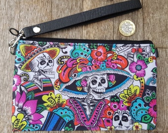 Day of the Dead Skeleton Purse - Dia De Los Muertos Candy Skull Halloween Black Clutch Bag