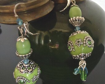 Little Nemo green unique - earrings made in FRANCE