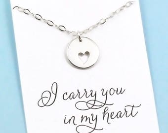 I Carry You in My Heart . Sterling Silver Necklace . New Mom . Adoption . Miscarriage . Memorial Jewelry . ALSO IN GOLD