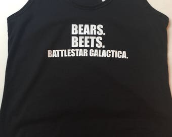 Bears beets battlestar galactica shirt tank, the office shirt, dwight schrute shirt, nerd shirt