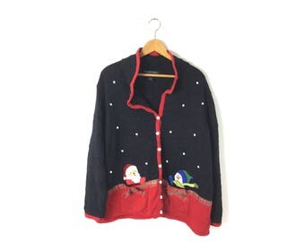 Christmas sweater ugly Christmas sweater 58 in chest. xxl tacky xl extra large, plus size, vintage Christmas, men's women's