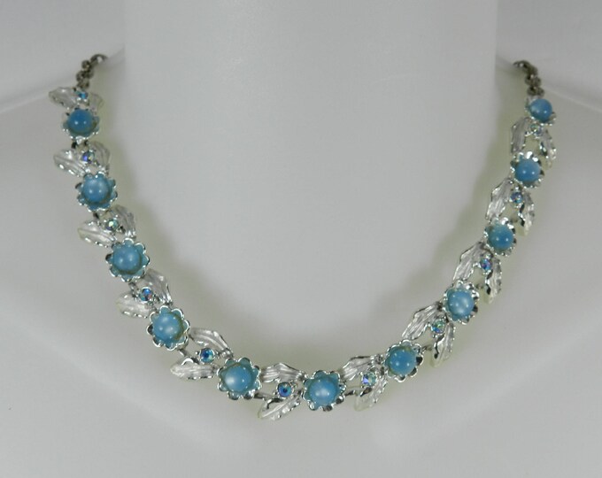 Antique JUDY LEE Blue Rhinestone Choker, Vintage Jewelry, Bridal Ball Prom Jewelry, Judy Lee Necklace, Adjustable Rhinestone Necklace