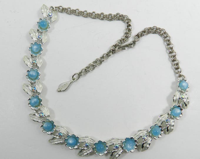 Antique JUDY LEE Blue Rhinestone Choker, Vintage Jewelry, Bridal Ball Prom Jewelry, Judy Lee Necklace, Adjustable Rhinestone Necklace