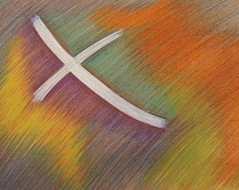 Cross I / Religious / Jesus / Christ / Religious Wall Art / Wall Art / Christian Wall Art / Cross Art / Cross Artwork / Rainbow