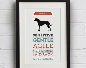 SALE 20% OFF Lurcher Dog Breed Traits Print