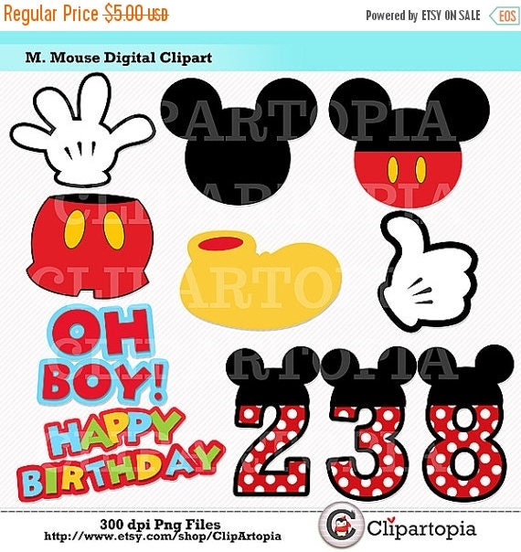 50% OFF SALE M. Mouse Digital Clipart / Diy Mickey Party for Personal and Commercial use / Instant Download Il_570xn