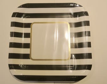 Kate Spade Tableware. Kate Spade Baby Shower. Black and White. Kate Spade Bridal Shower. Kate Spade Plates. Paper Rabbit on Etsy