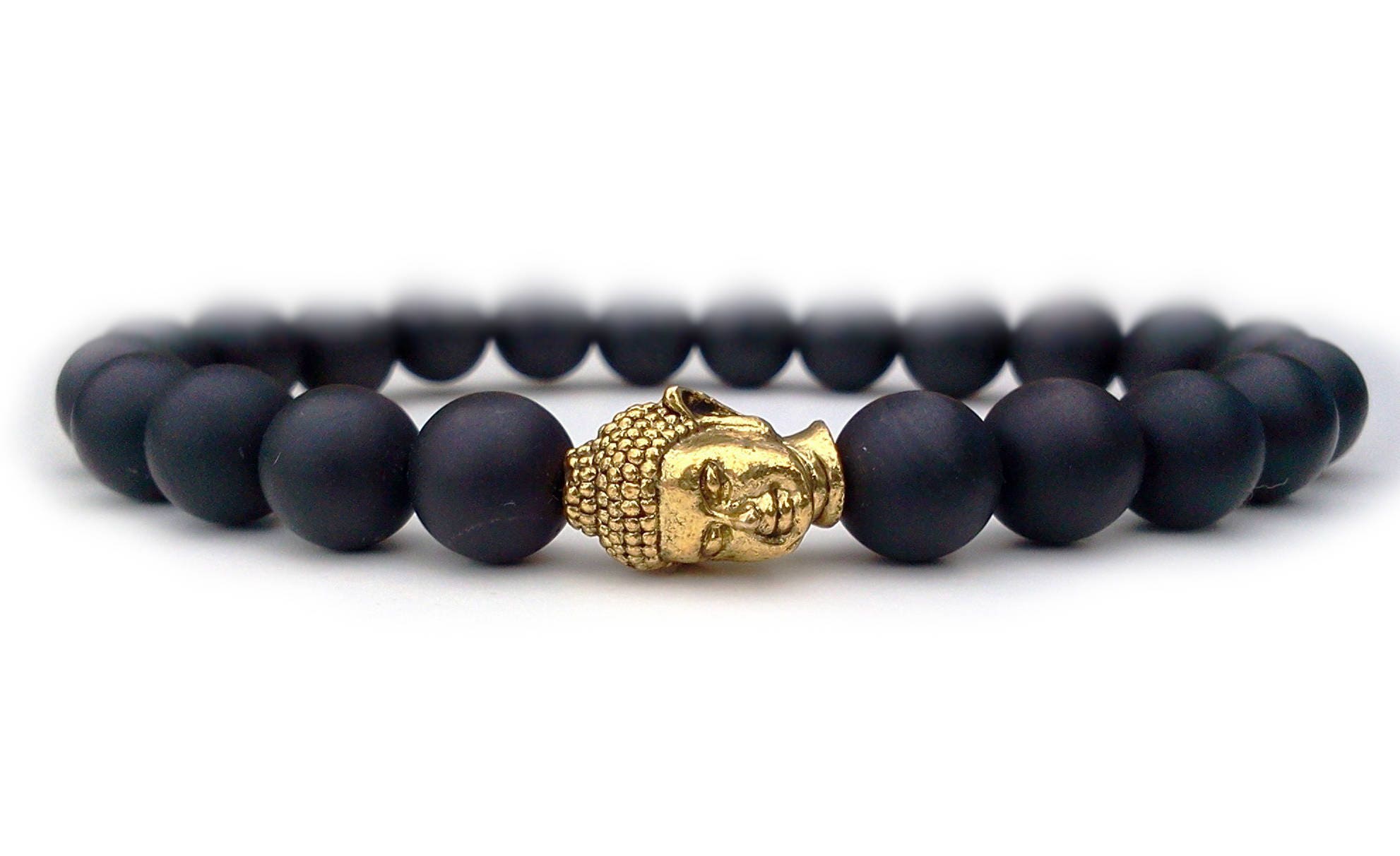 Black Buddha bracelet Agate Matte Buddha bracelet Men