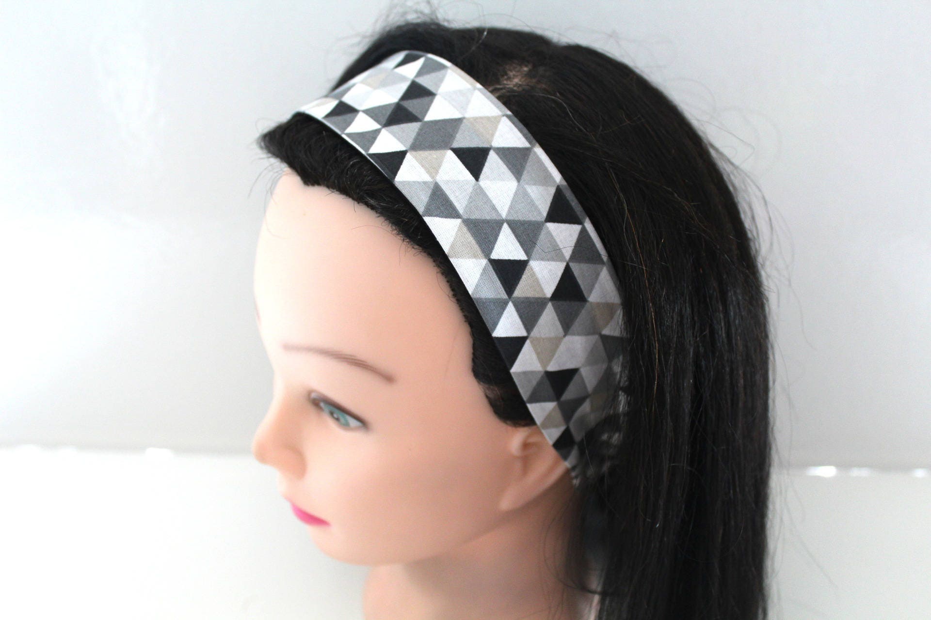 Bandeau cheveux femme graphique noir et gris