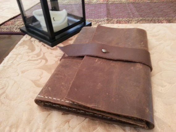 OIled Leather refillable Journal with unique strap and button
