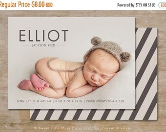 ON SALE Birth Announcement Template - 5x7 boy birth announcement template - photography template INSTANT Download