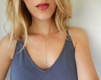 Simple Gold Chain Lariat Necklace | Delicate Y necklace Dainty Lariat/Silver Lariat Y Necklace/Gold Lariat/Rose Gold Lariat/Short Necklace
