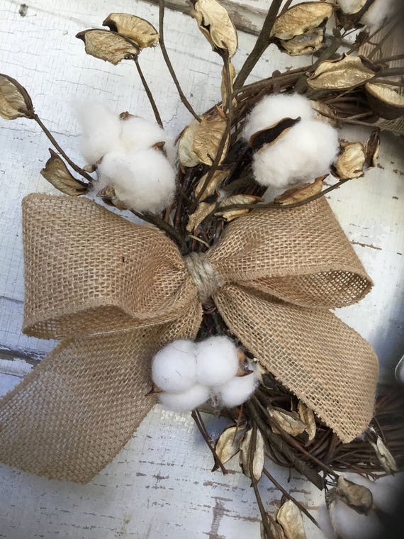 Cotton Wreath Farmhouse Decor Rustic Country 2nd Anniversary Valentine Spring Cotton Wreath Farmhouse Decor Rustic Country 2nd Anniversary Valentine Spring