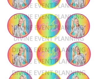 Jojo Siwa Printable cupcake toppers, download party favors
