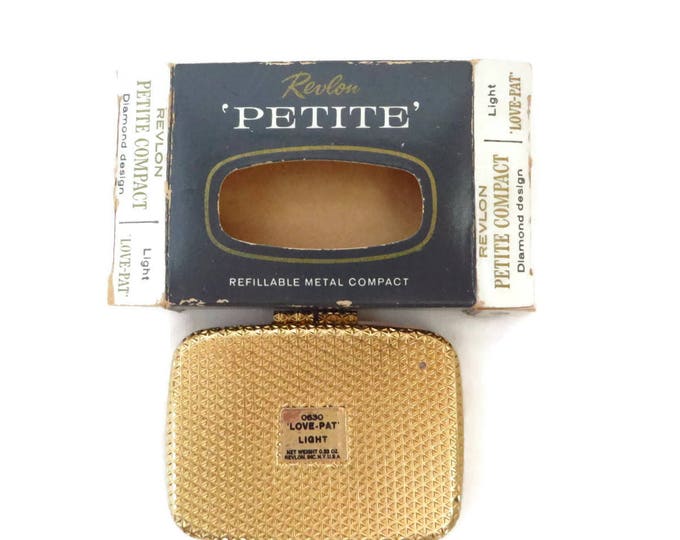 Vintage Revlon Compact - Petite "Love-Pat" - Diamond Design Refillable Compact, Van Cleef and Arpels, New Old Stock, Collector's Compact