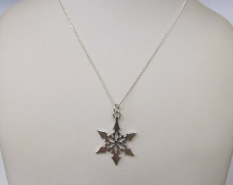 Vintage Sterling silver Snowflake Necklace W #652