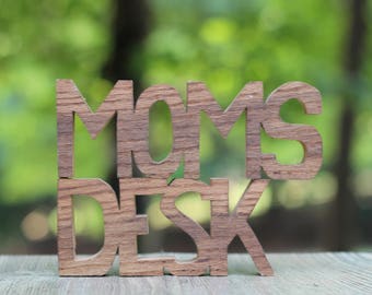 Vintage Wooden Mom's Desk Carving / Mom's Desk Sign / Mother's Day Gift / Mom's Desk Decor / Carved Mom's Desk Sign / Mother's Desk Decor