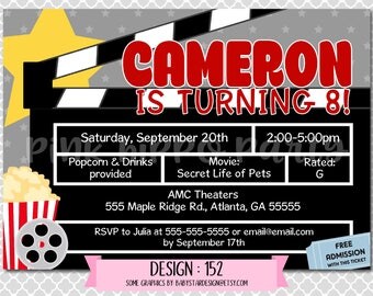 Outdoor movie invite | Etsy