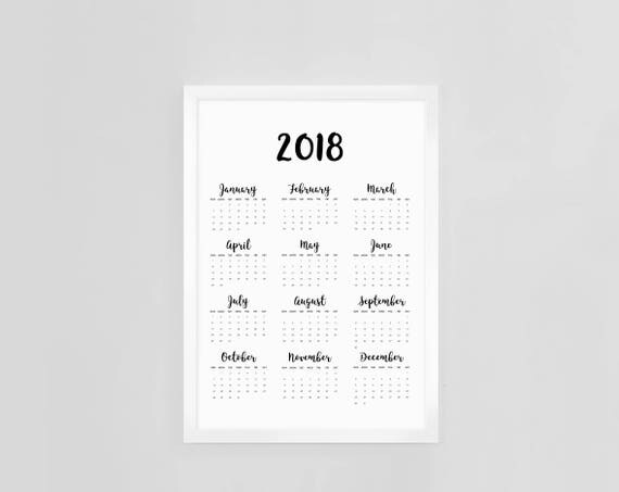 whole year calendar 2018