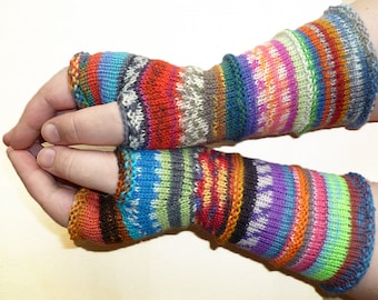 Knit Fingerless gloves | Knitted Fingerless Mittens | Long Arm Warmers | Hand Warmers | Boho Glove | Wrist Warmers