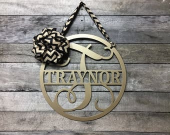 Family Signs, Family Name, Metal Monogram Door Hanger, Custom Last NAME sign, Front Door WREATH ,Personalized Gift, over 70 colors