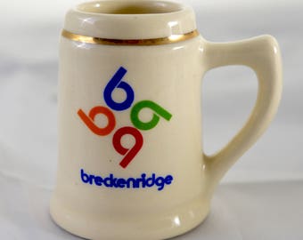 VTG Breckenridge Four B's Logo Shot Glass Vintage Ski Resort Town Gear