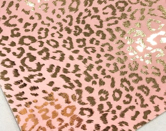 Velour Leopard Print PU Leatherette A4 Sheets - Peach and Gold Metallic