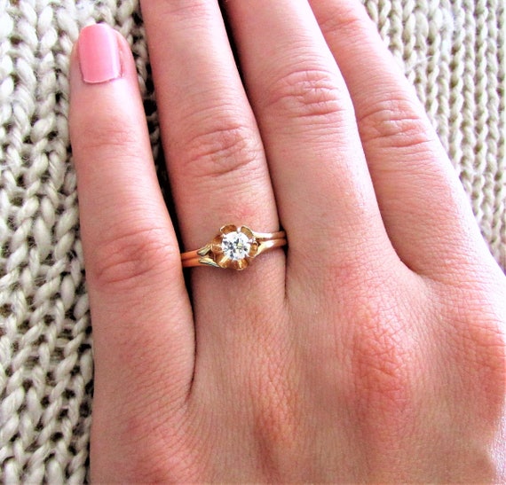 Vintage Buttercup Diamond Engagement Ring or Promise Ring