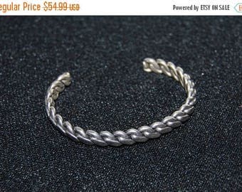 SALE Vintage Sterling Silver Cuff Bracelet Flat Rope Chain Twist 21 Grams