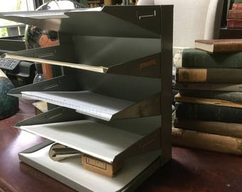 Industrial Curmanco metal file box Office organization Wall mount 5 Tier Vintage