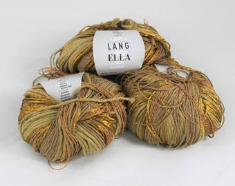 Destash 3 skeins of Lang Yarns Ella in color 0011 golds – 150 grams – 528 yards knitting yarn crochet yarn light worsted DK weight summer