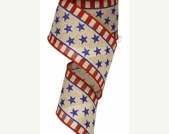 SALE 2.5"x10yd Stars and Stripes ribbon RG01253H6, patriotic ribbon, American flag ribbon, flag ribbon, wreath ribbon, ribbon, Stars and Str