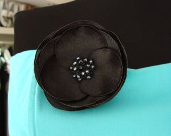 Black flower brooch Black Poppy Silk Black flower Layered flower Hair accessory Black Poppy flower Brooch Poppy Black Sew on flower
