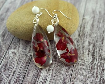 Gift|For|Her Drops Flower earrings Gift|For|Girl Drop earrings Gift|For|Wife Gift|For|Women Anniversary gift Bohemian earrings Red jewelry